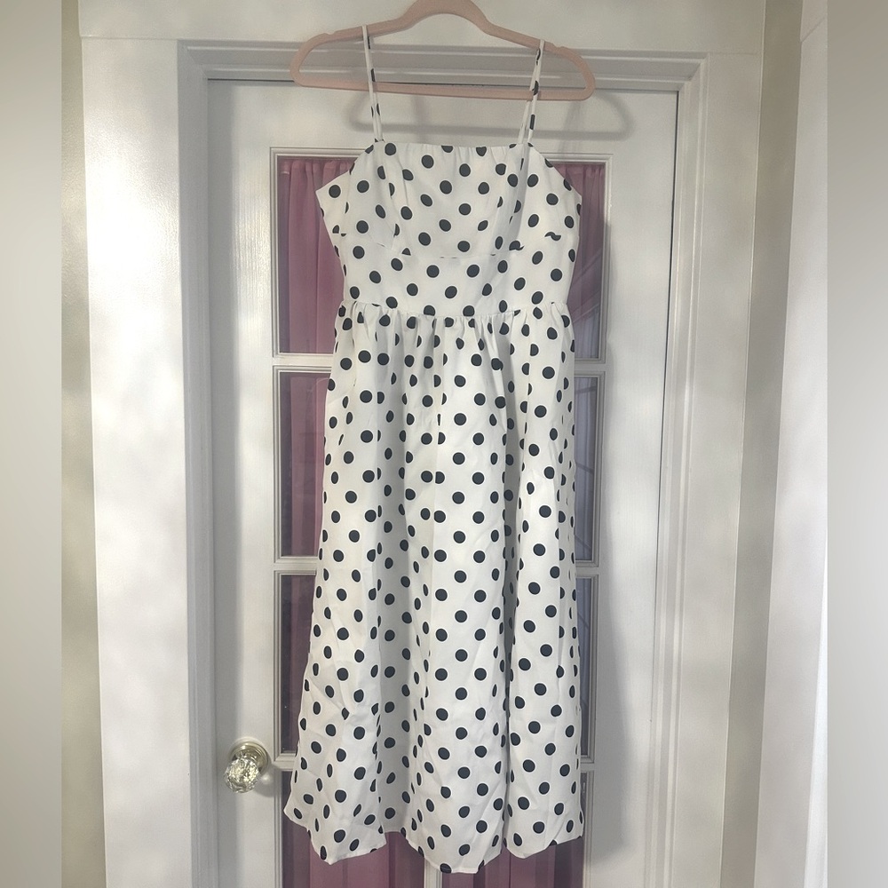 Fashion Nova White and Black Polka Dot Midi Dress